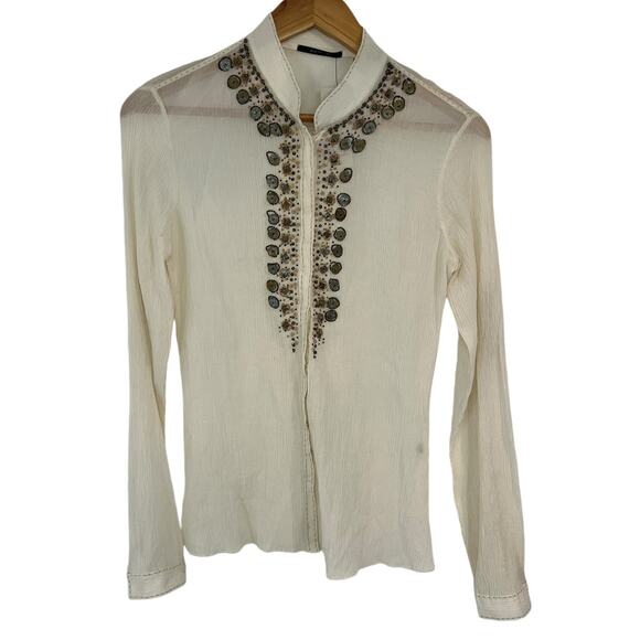 ELIE TAHARI NEW $298 Kiya Silk Blend Sheer Blouse  XS - Picture 1 of 11